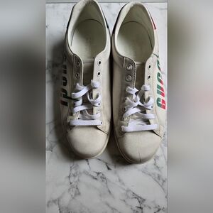 Gucci White Sneakers with Multicolor Logo